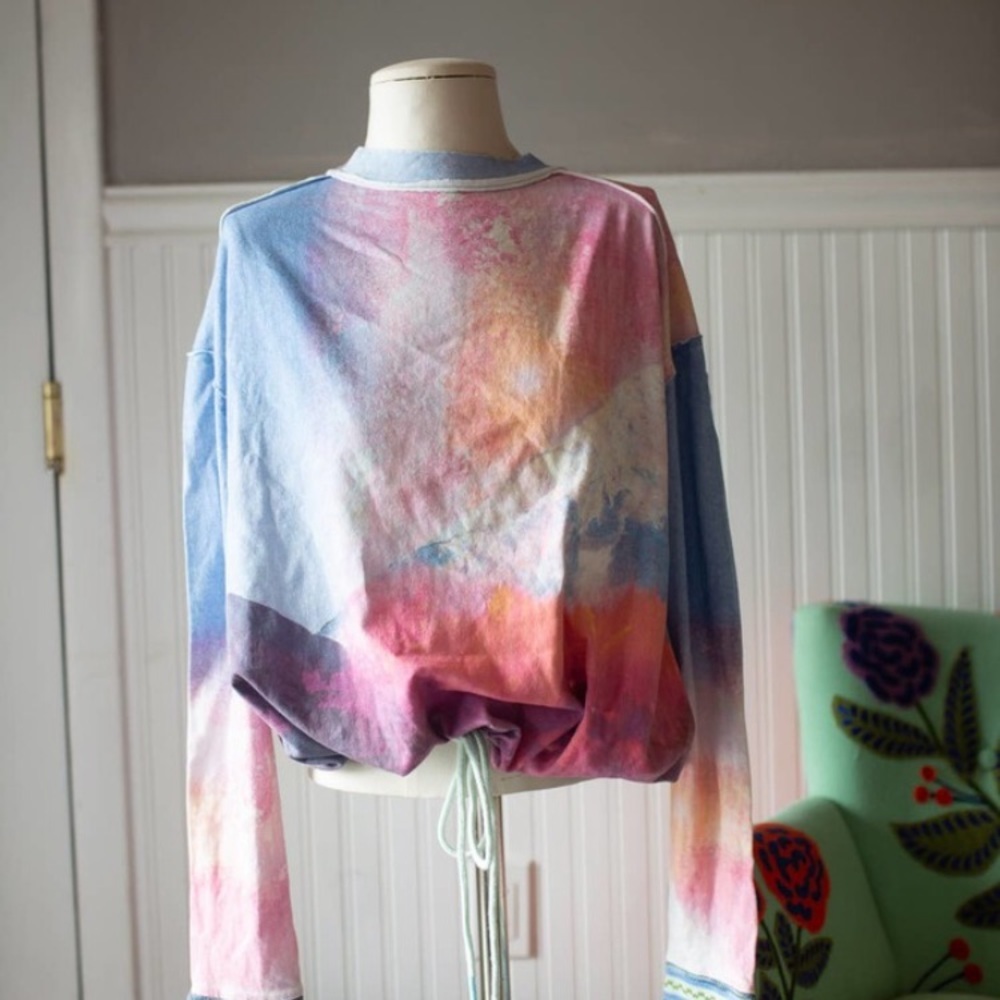 Free People Long Sleeve Tie Dye Knit Top NEW